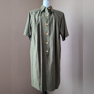 Vtg Leslie Fay Silk Shirt Dress